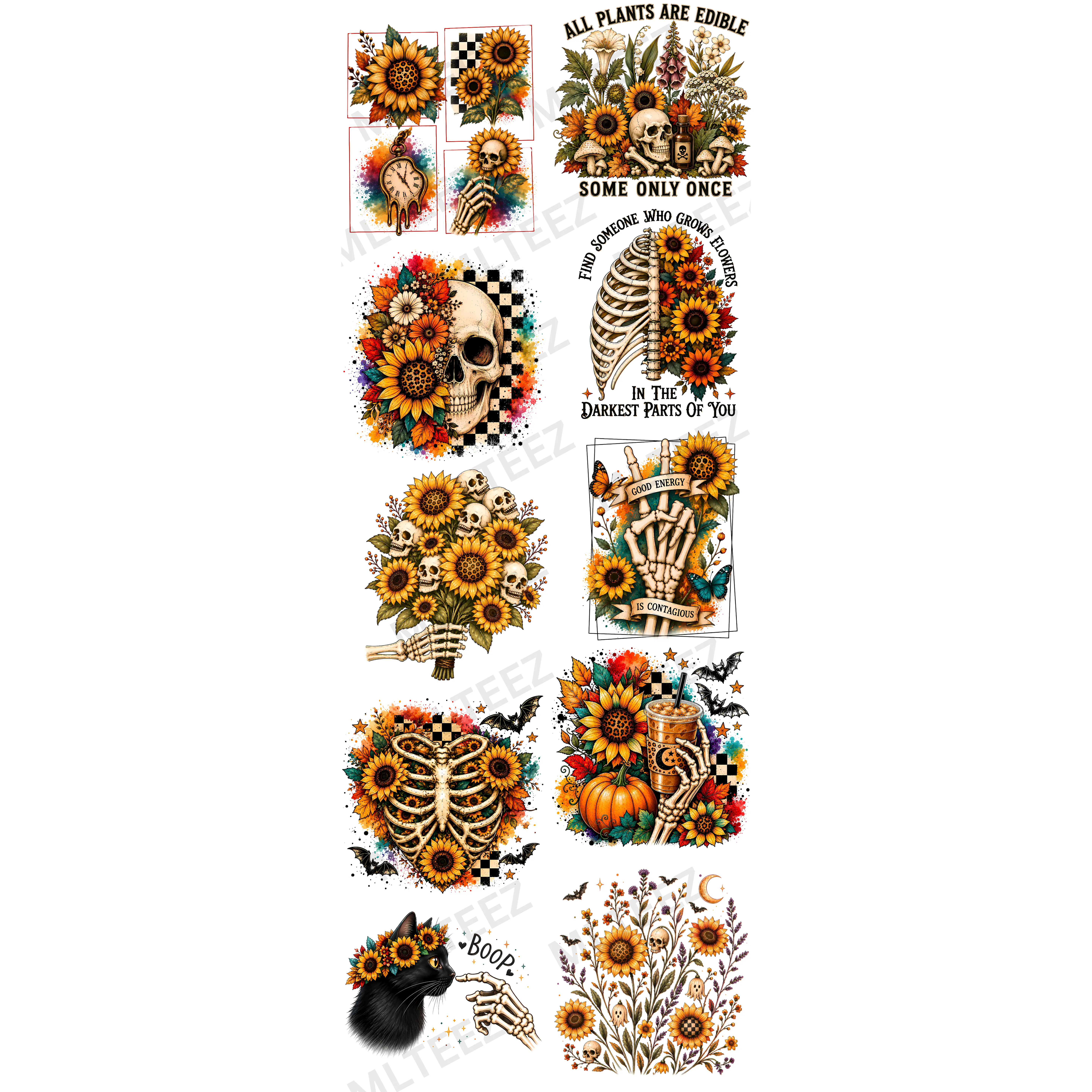 SUNFLOWER BOOPS (1) (60 INCH) PREMADE GANGSHEET - 22X60 DTF TRANSFERS - DIRECT TO FILM