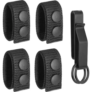 5 Pcs Duty Belt Keepers, 4pcs 1000D Nylon Keepers with 1 Stainless Steel Key Clip Holder, Fits Up to 2.25" Wide Belts for Police Law Enforcement Correctional Officer Tactical Belts