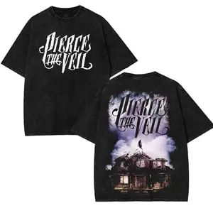 Retro Limited Pierce The Veil Heavy Metal Shirt, Unisex Oversize Rock Band Washed Heavyweight Cotton T-shirt, Gift For Rock Music Lovers, Gothic Punk