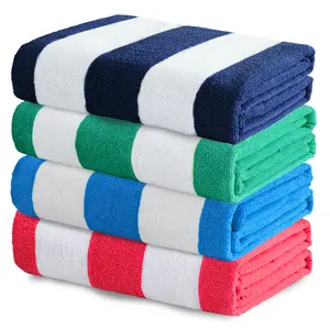 【Summer Vibe】Exclusivo Mezcla 4 Pack Beach Towels, Large Microfiber Striped Beach Bath Pool Towel Set for Kids and Adults, Lightweight and Absorbent