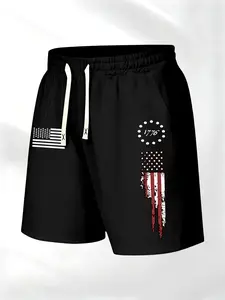 Men's American Flag Print Casual Shorts, Fashionable Comfortable Daily Wear, Versatile Summer Bottoms, Perfect for Fashion Lovers