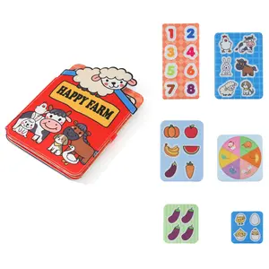 Early Education Tear Book, Farm Theme Puzzle Toy Book, Reusable Sticker Book, Numbers Letters Fruits Animals, Birthday Gift