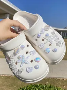 18 Piece Shoe Decorations Set, Starfish Shell Heart Pearl Chain DIY Removable Accessories, Fun Multifunctional Gift for Parties, Shoe Charms