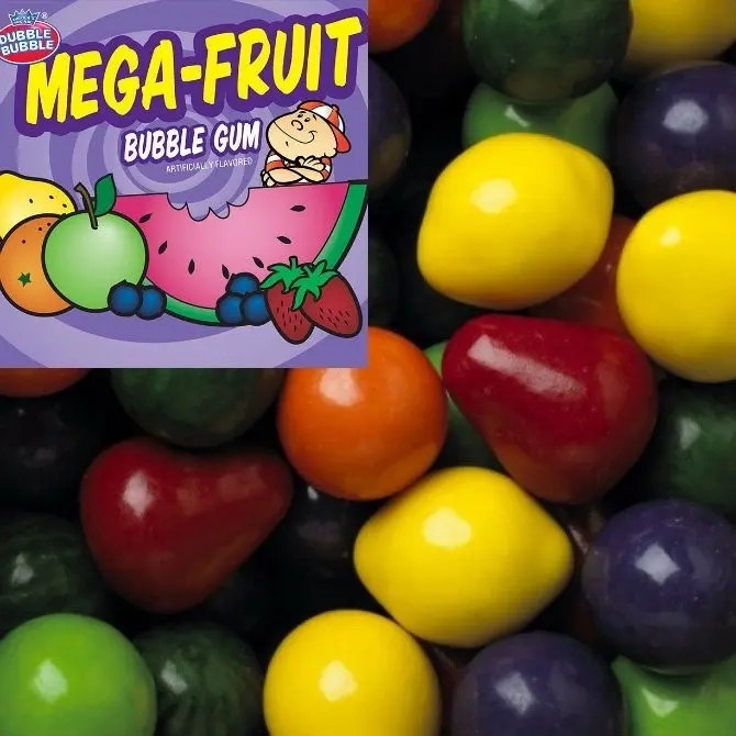 Dubble Bubble Mega Fruit Bubblegum - Extra Large Giant Fruit Candy, Assorted Shapes, Bubblegum Flavored, Bulk Candy, Colorful Chewy, Bulk Bags, Contains Soy, Ambient Sweet Snack, 12-Month Shelf Life, Viral Treat