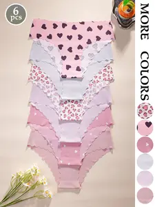 Women's Heart Pattern Panties, Fitted & Plain Design, Breathable Lightweight Comfort Underwear, All-Season Wear, Ideal for Daily Use, Breathable Knicker