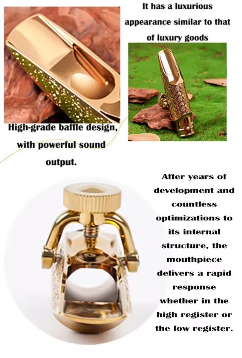A Metal Mouthpiece for Jazz Alto Saxophone That Offers a And Vibrant Sound, And Excellent Control. It Features an Enhanced Tone Quality, a Beautifully Crafted Design,  Prolonged Usage or Replacement for Professional Player or Music Enthusiast drums Strap
