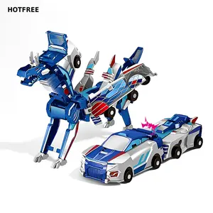 Hotfree Dinosaur Transformer Car Toy, Magnetic Cars Transform into Dinosaurs, Fun Collision Transforming Car Toys, Christmas Birthday Gift for Kids Boys Girls