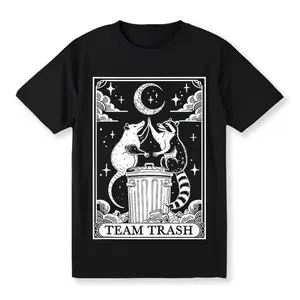 [100% Cotton] Soft & Cozy T-Shirt Tarot Card Vintage Team Trash Crescent Moon Opossum Raccoon Tee Unisex