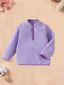 Autumn and winter girls' fashion half-zip sweatshirt with lettering and contrasting colors long-sleeved top cute baby girl's fleece-lined warm top suitable for outdoor wear