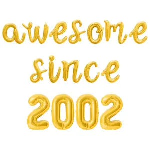Cursive Script Letter Balloons - AWESOME SINCE 2002 16" Inch Alphabet Letters Foil Mylar Balloon Birthday Party Banner