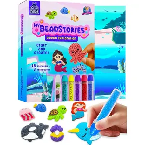 Magical Bead Painting – Birthday Gifts for Girl and Boy Ages 6-8 Years Old, Bead Art & Craft Set, Beads Pen & Painting Activities, Creative Arts & Crafts Ocean Theme Kit with Fun Designs