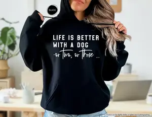 Life Is Better With A Dog Hoodie, Dog Mom Hoodie, Dog Lover Hoodie,Dog Owner Sweatshirt, Pet Owner Hoodie,Animal Lover Sweat,Gift For Dog Mom, Graphic Hoodies, Graphic Long Sleeve Tops