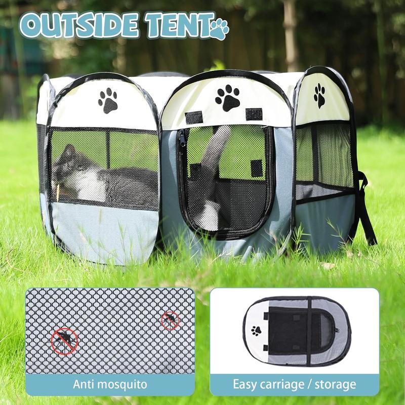 Portable Pet Playpen, Dog Playpen Foldable Pet Exercise Pen Tents Cat House Playground for Puppy Kitten Indoor Outdoor Travel Camping Use Beds Bedding Enclosure
