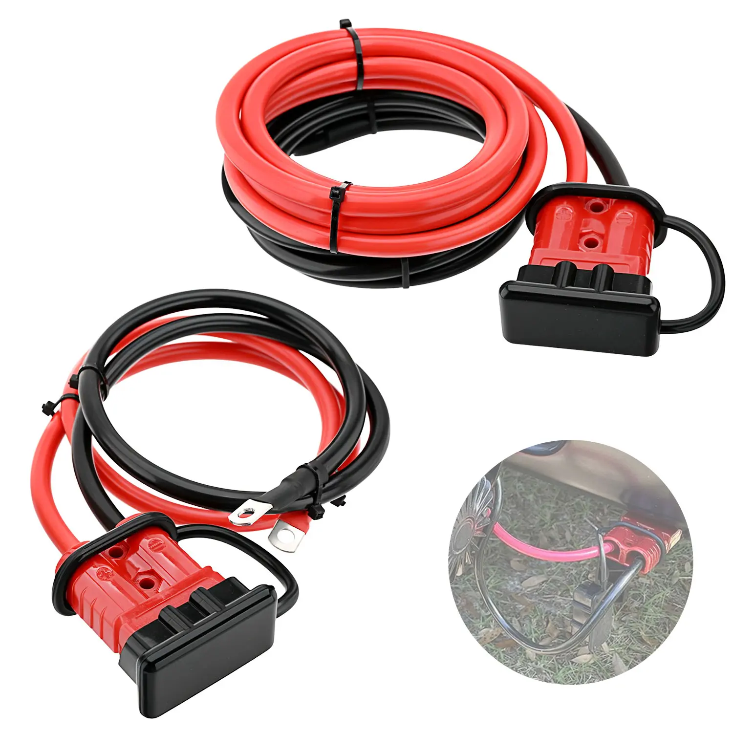 7ft-6AWG Heavy Duty Quick Connect Winch Power Cable, Pure Copper Wiring, High Current Load for Automotive, Quads & Motorhomes, Off-Road Recovery