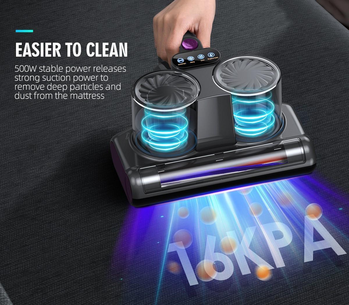MREGB 6-in-1 Lightweight Handheld Mattress Mite Remover Vacuum Cleaner, 380W Motor, 16KPa Strong Suction, UV-C Light, LED Display, for Pet Hair & Carpets - Home Cleaning Vacuums, Bed Vacuum, Sofa Cleaner, Portable Vacuum, Deep Cleaning, Dust Catcher