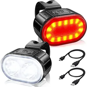 Bike Front and Rear Light Set - USB Rechargeable, Super Bright, 4+6 Modes, Waterproof Night Riding Safety Kit for Cycling