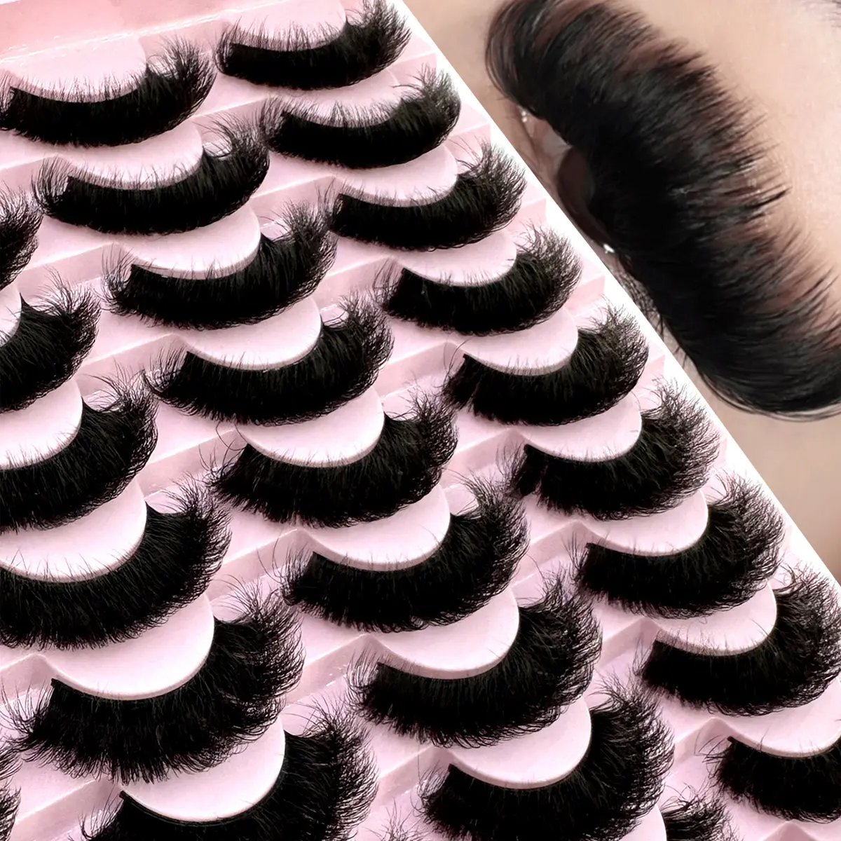 20 Pairs Wholesale maquiagem 3D Mink Lashes Bulk Russian Volume Fluffy Thick Russian Strip Lashes - DD Curl Faux Mink Lashes Pack For Long-Lasting, Natural-Looking Eyelashes Strip Lashes,Lashes,Eyelashes,Fake Lashes