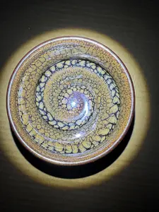 Black porcelain partridge spotted yellow brown kiln transformed partridge spotted spiral tea cup
