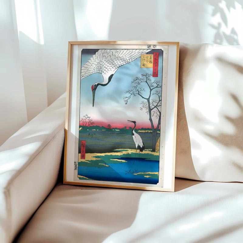 Minowa Kanasugi And Mikawashima Fredericton Wall Art Watercolor Print 170 gsm Matte Paper 20-25mm Pine Wood Frame Ready To Hang Poster