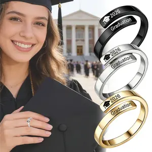 Unisex Graduation Ring with Doctoral Hat Design Delicate Finger Ring for Graduation Party present Friends Classmates and Family