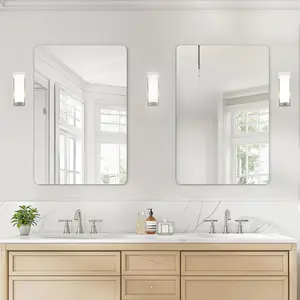 USHOWER Frameless Bathroom Mirrors for Over Sink, Rectangular Bathroom Mirrors with Rounded Corner, Shatterproof Mirror for Vanity, Bedroom, Entryway Upgraded & Remodel