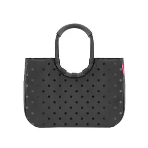 Reisenthel Large Loopshopper Frame Glossy Dots Black 25L Water-Repellent Polyester Bag with Padded Handles & Smart Storage