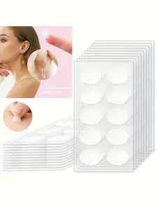 10-60Sheets Ear Lobe Support Patches, Bifurcated Heavy Duty Clear Earring Stickers, Stabilizers For Long-Term Wear Large Protectors Earring Sticker For Heavy Earrings Protecting Stretched Earlobes - 10Pcs Per Sheet