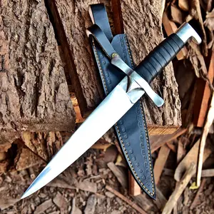 Handmade Carbon Steel D2 High Polish Blade Chef Knife All Purpose Kitchen Knife Leather Handle