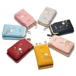 Women’s Embroidered Crossbody Phone Bag – Multi-Pocket Mini Phone Purse, Water-Resistant Everyday Bag