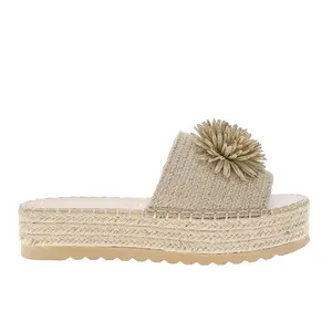 BEACH by Matisse Womens La Jolla Platform Espadrille Slide Casual Sandals Casual Mid Heel 2-3" - Beige