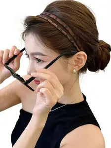 Acrylic leopard print frosted women's matte ultra-fine toothed headband, multifunctional high-end solid color hair accessory, ideal choice for daily use and makeup