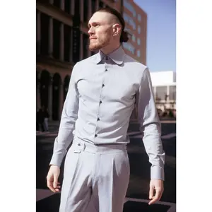 Lebene Gold Stripe Yale Blue Dress Shirt