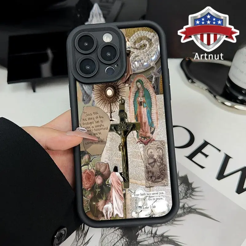 Soft Silicone TPU iPhone Smartphone Cellphone Case - 1.2mm Durable Virgin Mary Design, Anti-Drop, Scratch-Resistant, Shockproof, Non-Slip Cover for iPhone 17 Pro Max,15 Plus,16,14,13,12,11,Air,XS,XR,E Mobile Phone Protection Accessory