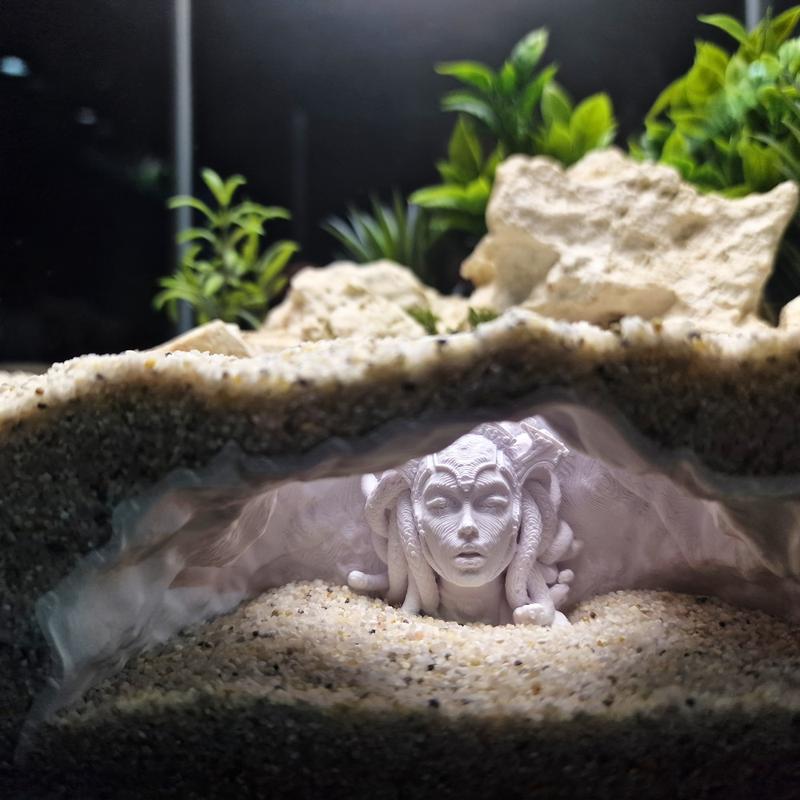 1pc 3D-printed aquarium reptile cave, no-assembly habitat hideout with multi-layered shell, enhances freshwater/saltwater aquarium ecosystem, hiding spot for small fish, shrimp, and turtles