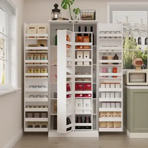 FUFU&GAGA Kitchen Pantry Storage Cabinets, Food Cabinets Freestanding Cupboards With 2 Doors With Swivelable Racks And Shelves Adjustable For Small Space In Dinning Room, Living Room Furniture Organization