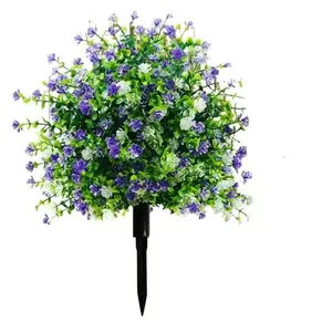 1pc 21.6-Inch Artificial Violet Ground Insert Tree with Ground Stakes, UV-Resistant Faux Eucalyptus Shrub for Summer and Autumn Indoor & Outdoor Decor, Home, Hotel, Garden, Wedding, and Vacation Scenes, Floor Placement, Realistic Flower