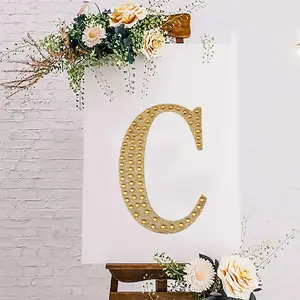 Decorative Rhinestone Alphabet "C" Letter Stickers 8", Gold Glitter Adhesive Craft Letters - DIY Sparkle Embellishments