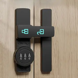 Password Door Lock and Deadbolt, 180 Degree Sliding French Barn Door Lock with 3-Digit Combination Lock Luminous Sign, Gate Garage Shed Window Lock Bolt No Key Bathroom Bedroom Cabinet