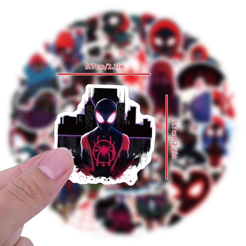 Marvel Spider-Man Cartoon Stickers 50pcs - Blue Design with Red and Blue Character for Decorative Use