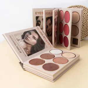 Professional Makeup Set with Eyeshadow, Lip GlossHighlighter, Blush and Contour Palette, 5-Piece CollectionGift Smooth Flawless lridescent Pearl Powder ShimmerSilicone Silky Cosmetic