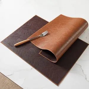 LuoYiJia Placemats Set of 4, Reversible Dual-Color Faux Leather Place Mats 17"x11.8"– Waterproof, Heat Resistant, Washable & Wipeable, Luxury Retro Style for Kitchen Dining Table.