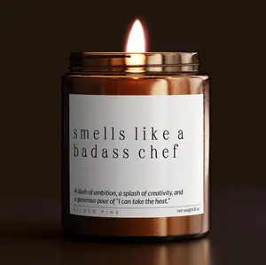 Chef Gift, Culinary School Grad, Custom Candle, Graduate New Cook, Funny Baker Gift Congratulations Care Package, Smells Like a Badass Chef Decor Glass