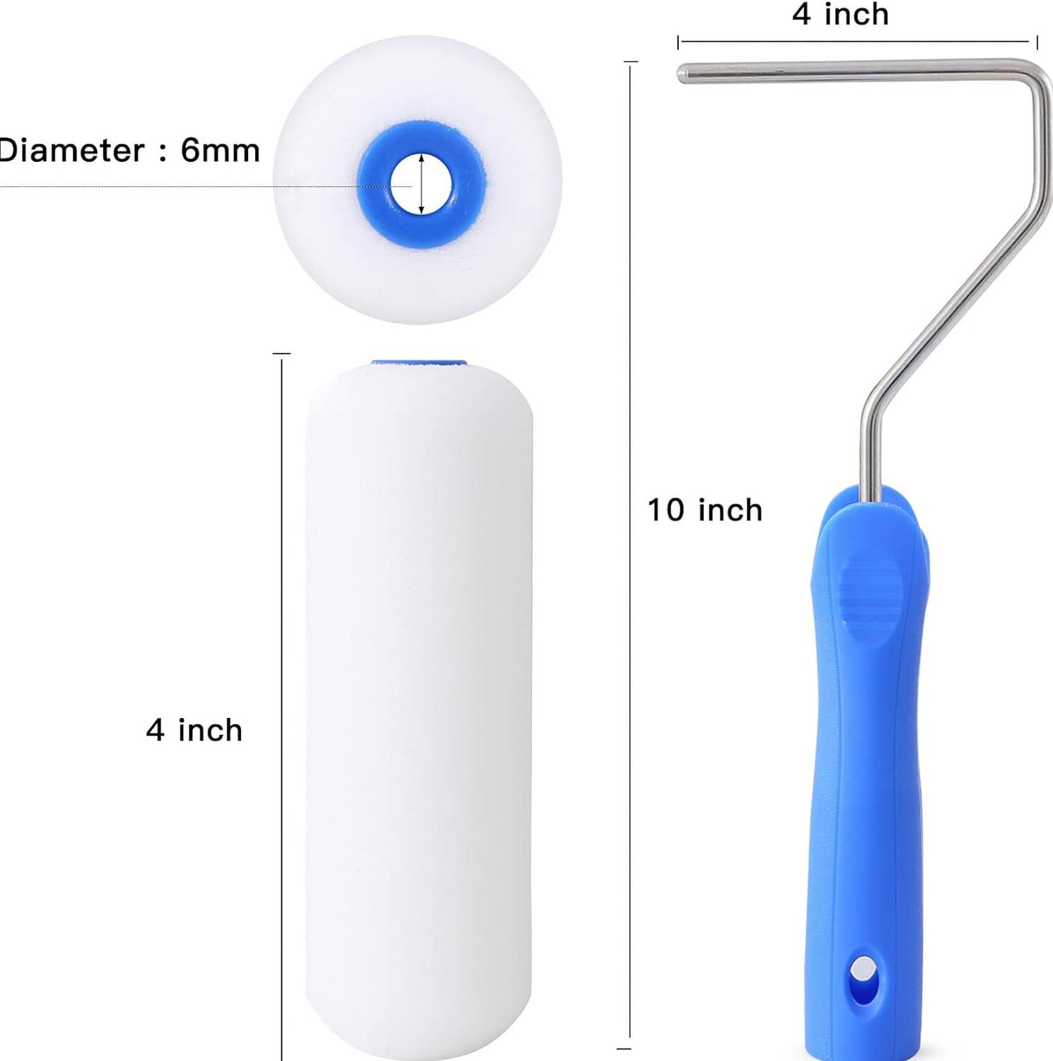 4 Inch Foam Paint Roller Kit 8 Pack Mini Paint Roller Set with Tray Frame and Covers for Walls Trim Furniture DIY Painting