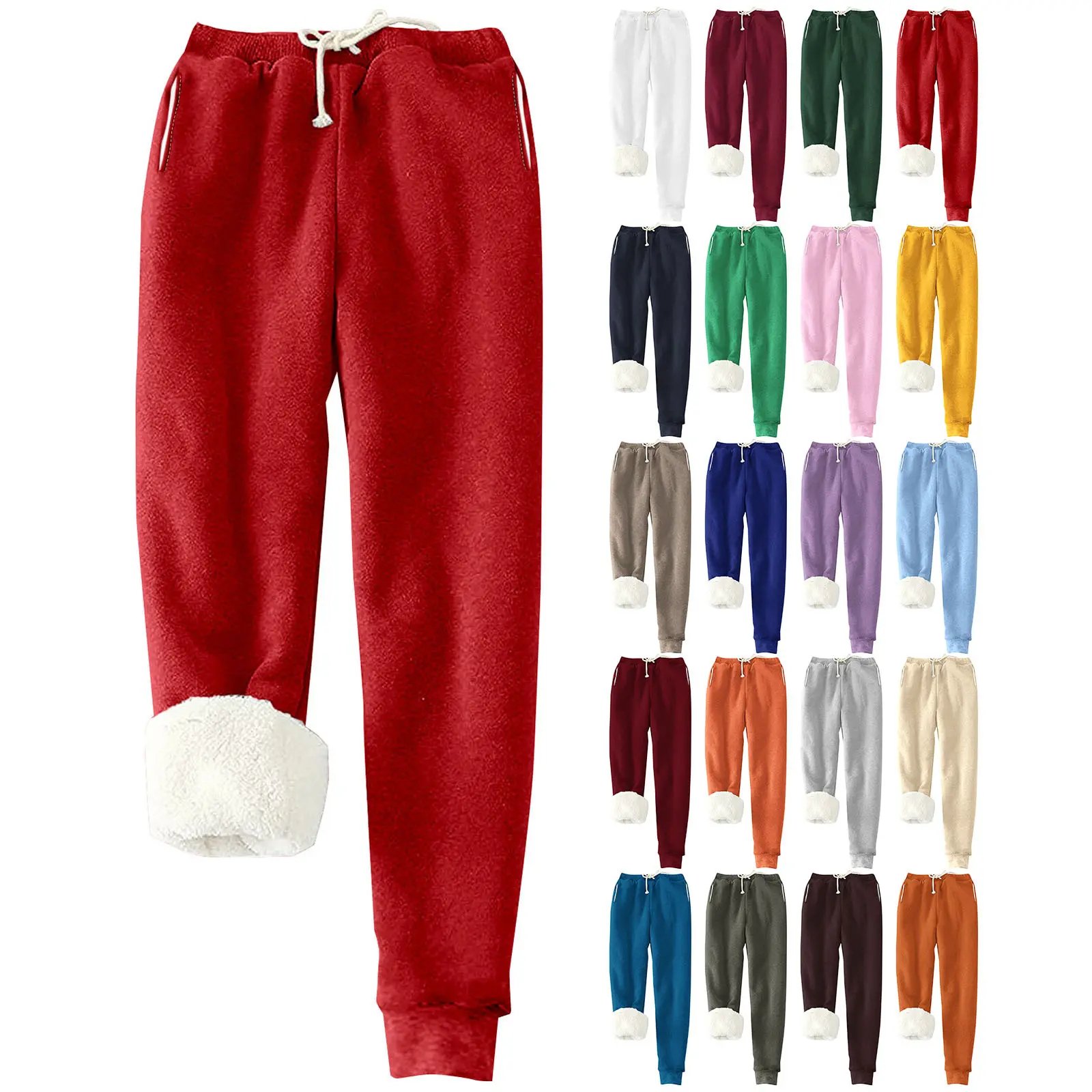 Women's Winter Warm Fleece Joggers Pants - Sherpa Lined Athletic Active Sweatpants, High-Waisted Buttery Soft 4-Way Stretch, Thermal Heat-Retention Pants with Pockets, Comfy Moisture-Wicking Loungewear for Daily & Workout