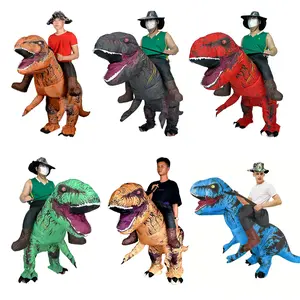 Halloween Inflatable Dinosaur Riding Costume, Cosplay Costume, Dino Suit - Teen & Adult Size (Fits 155-180cm), Polyester Material with Fan, Battery Box Included (No Batteries Provided), Dinosaur Costumes