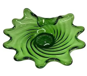 Green art glass ashtray