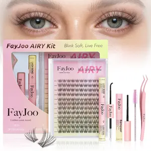 (Buy 1 Get 1 Glue FREE) FayJoo Natural Lash Clusters Kit - Soft & Breezy AIRY Long-Lasting Lightweight Lashes with Water Proof Gentle Bond Seal Remover & Tweezer, Cosmetic for Beginners Easy At-Home Application - Daily Eyelash Set Makeup