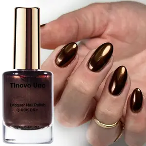 Tinovo Uno “Enamel Nail Polish - Bronze” 12ml, Bronze Nail Polish, Metallic Shiny Finish, Natural Quick - Drying Without Needing UV/LED Lamp Curing, Suitable As A Holiday Gift, A Must - Have Nail Polish For DIY Nail Art Enthusiasts