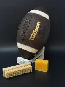 Wilson GST K2 PEE WEE Size Leather Football Fully Game Prepped + Tacky Bar Brush