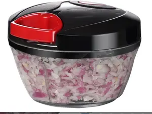 Ourokhome Manual Food Processor Vegetable Chopper, Portable Hand Pull String Garlic Mincer Onion Cutter for Veggies, Ginger, Fruits, Nuts, Herbs, etc., 500ml, Black